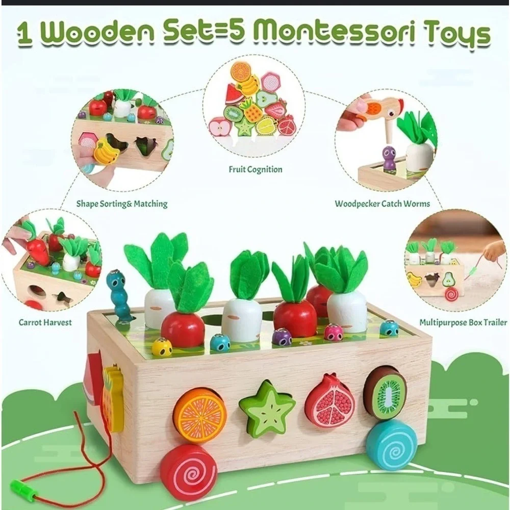 KMTJT Toddlers Wooden Toys Farm Orchard Intelligence Car New Open Box